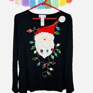 Vintage Draper’s and Damon’s Embellished Sequin Santa Clause Shirt Large